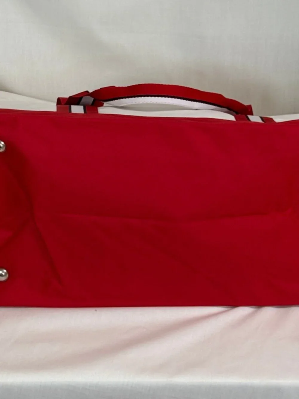 NWOT Vintage Tommy Hilfiger Duffle Gym Carry On Travel Bag - White Red & Blue